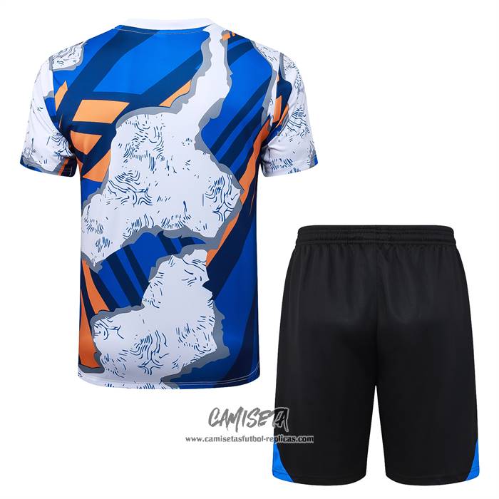 Chandal del Real Madrid 2025-2026 Manga Corta Azul - Pantalon Corto Blanco